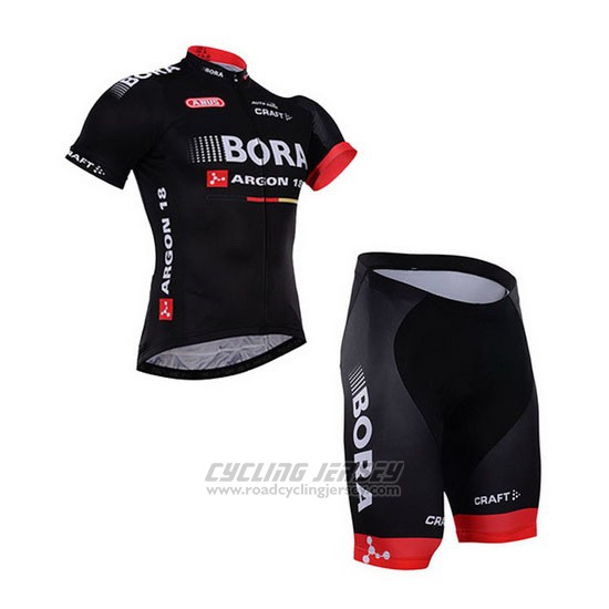 2016 Cycling Jersey Bora Black Short Sleeve and Bib Short